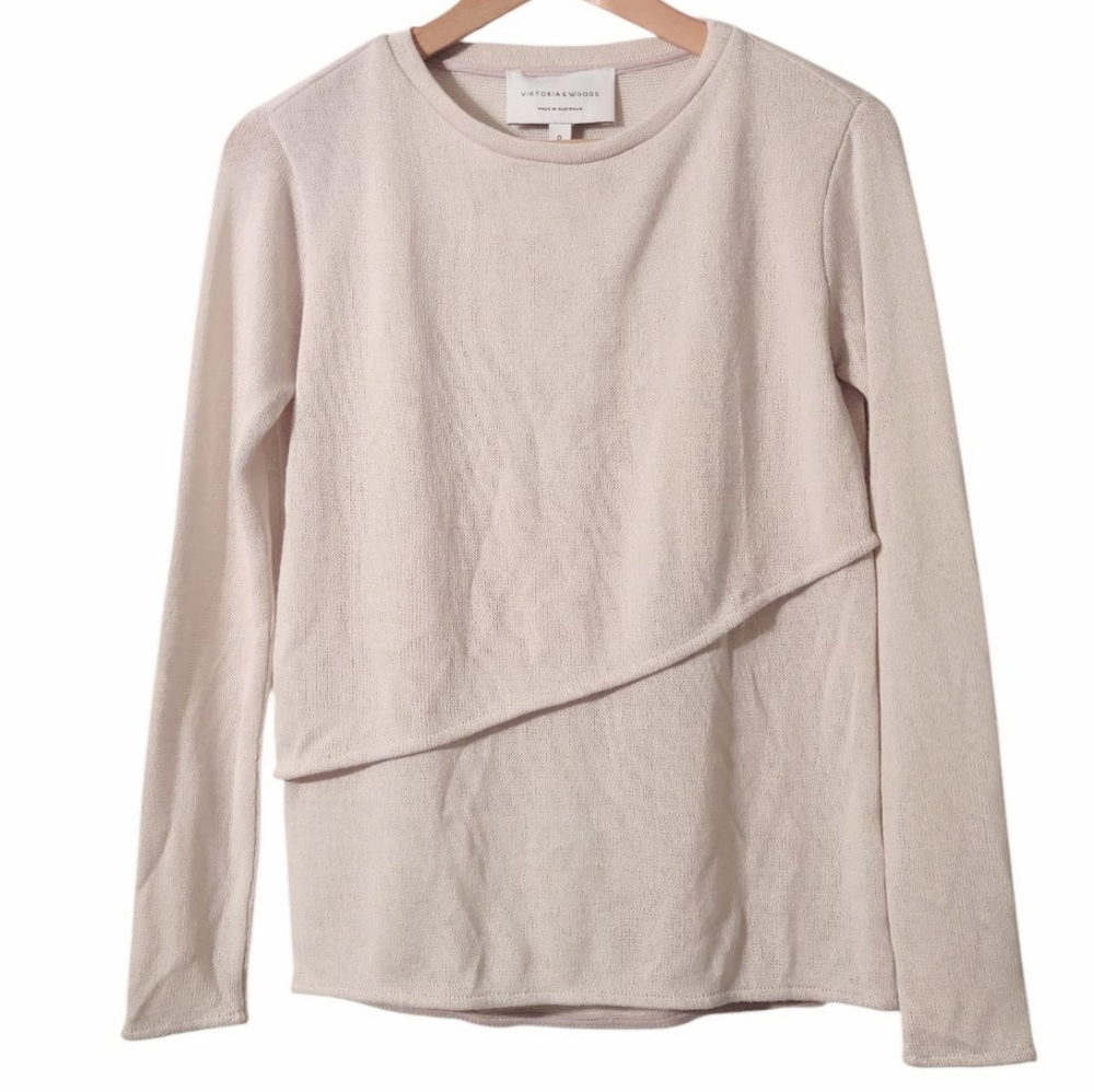 Viktoria & Woods Cream Australia Long Sleeve Crew Neck Pullover Sweater 0 Neutra